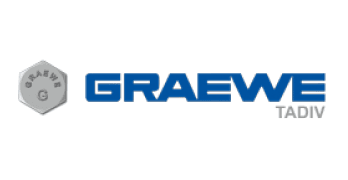 Logotip kompanije Graewe TADIV sa šrafom u obliku heksagona i plavim natpisom