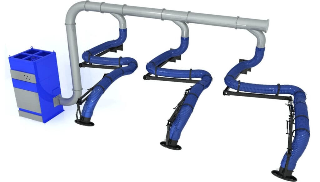 Industrijski otprasivač sa fleksibilnim crevima za dimna isparenja