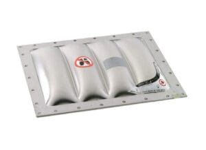 Panel za kontrolisano oslobađanje pritiska u slučaju eksplozije, sa metalnim kućištem i sigurnosnim oznakama